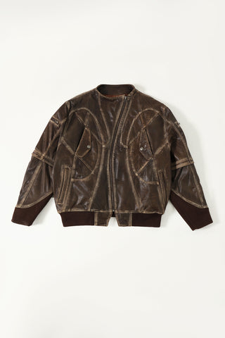 "BOWERY NIGHTS" DISTRESSED LEATHER JACKET