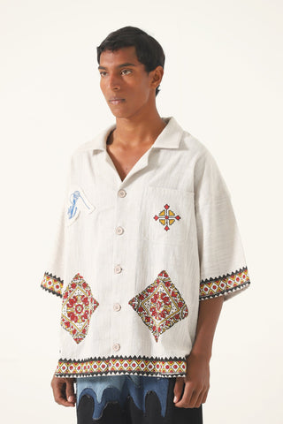 "Mercer nights" block print button-down