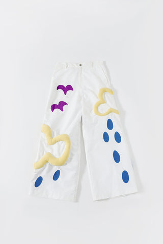 EMBROIDERED COTTON FLARED TROUSERS