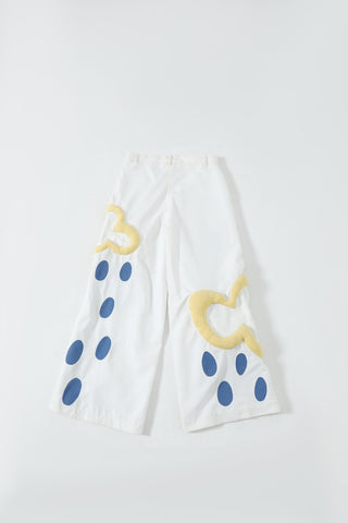 EMBROIDERED COTTON FLARED TROUSERS