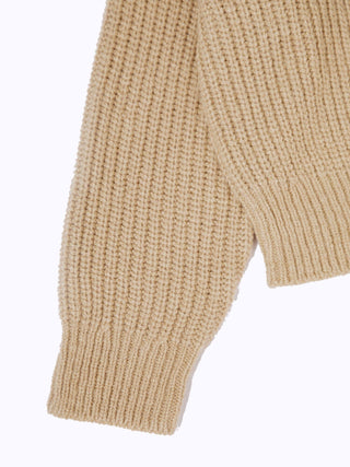 Creme Chunky Knit Logo Sweater