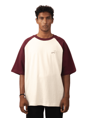Maroon beige raglan T-shirt (V5)