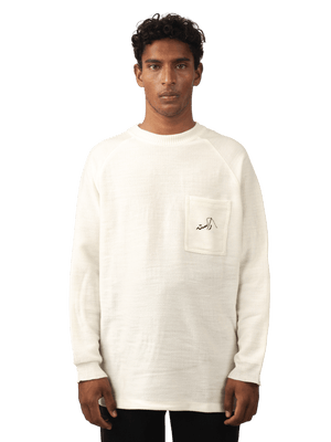 Cream jacquard raglan full-sleeve shirt (V5)