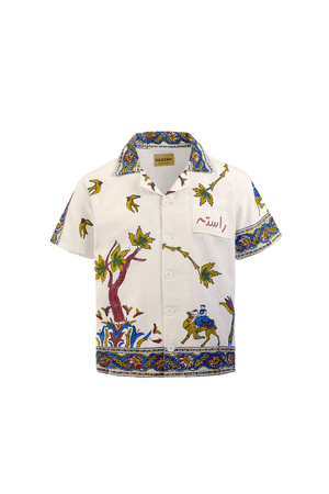 "Desert bloom" block print button-down