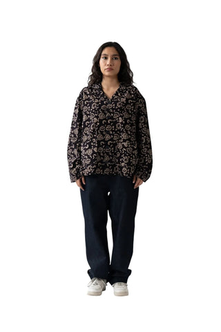 Dark Brown Ajrak Panel Shirt