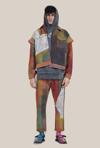 Yarn Dyed Patch Block Print Jacket - Rastah