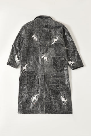 "AFTER HOURS" HAND EMBROIDERED LEATHER TRENCH COAT