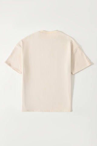 "LINE OF FIRE" PRINTED BEIGE T SHIRT