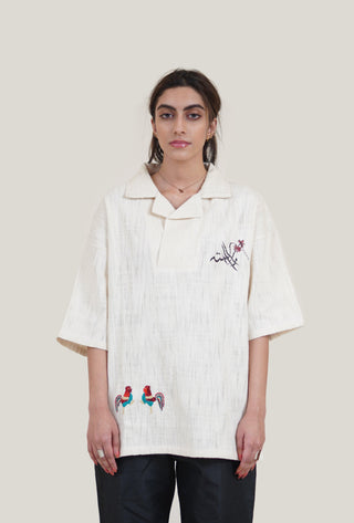 Rooster Hand Embroidered Shirt - Rastah