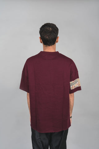 Maroon Sleeve Patch T-Shirt - Rastah
