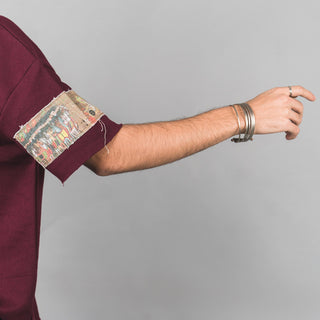 Maroon Sleeve Patch T-Shirt - Rastah