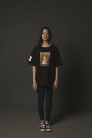 Hand Crafted Unisex Black Mughal Emperor T-Shirt (Cropped Fit) - Rastah
