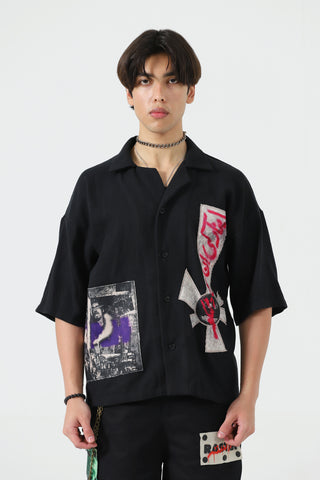 "IN YOUR HEART" PATCHWORK BUTTON DOWN