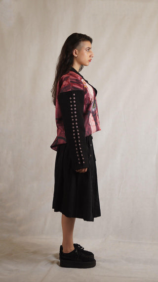 Laser Print "CHAOS" Knife Pleated Skirt - Rastah